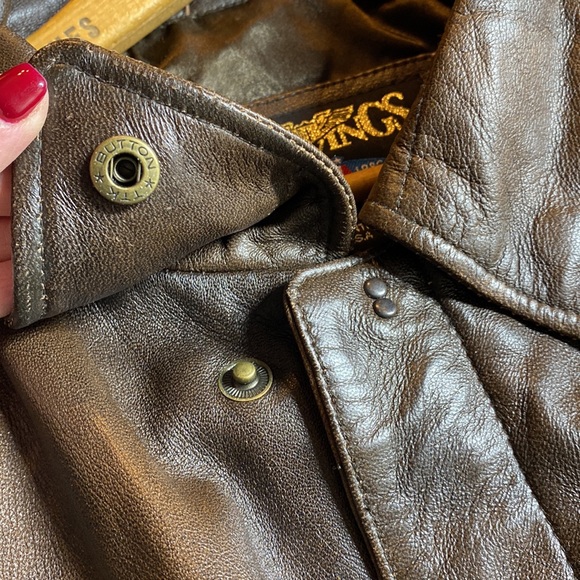 Vintage US WINGS Leather Bomber Aviator Jacket - Picture 8 of 15